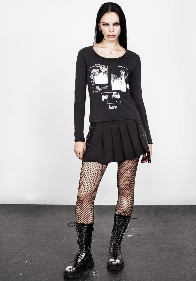 Wish Washed Black Scoop Neck T-Shirt