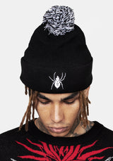 Spinneret Embroidered Pom Pom Beanie