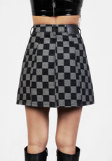 KERB A-LINE DENIM MINI SKIRT