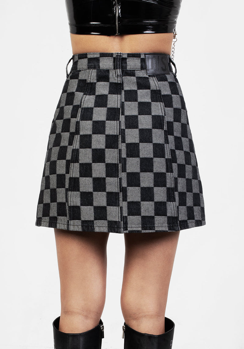 KERB A-LINE DENIM MINI SKIRT