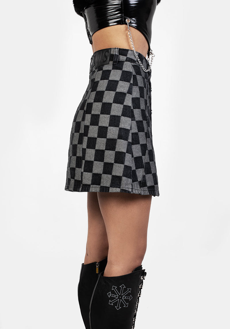 KERB A-LINE DENIM MINI SKIRT