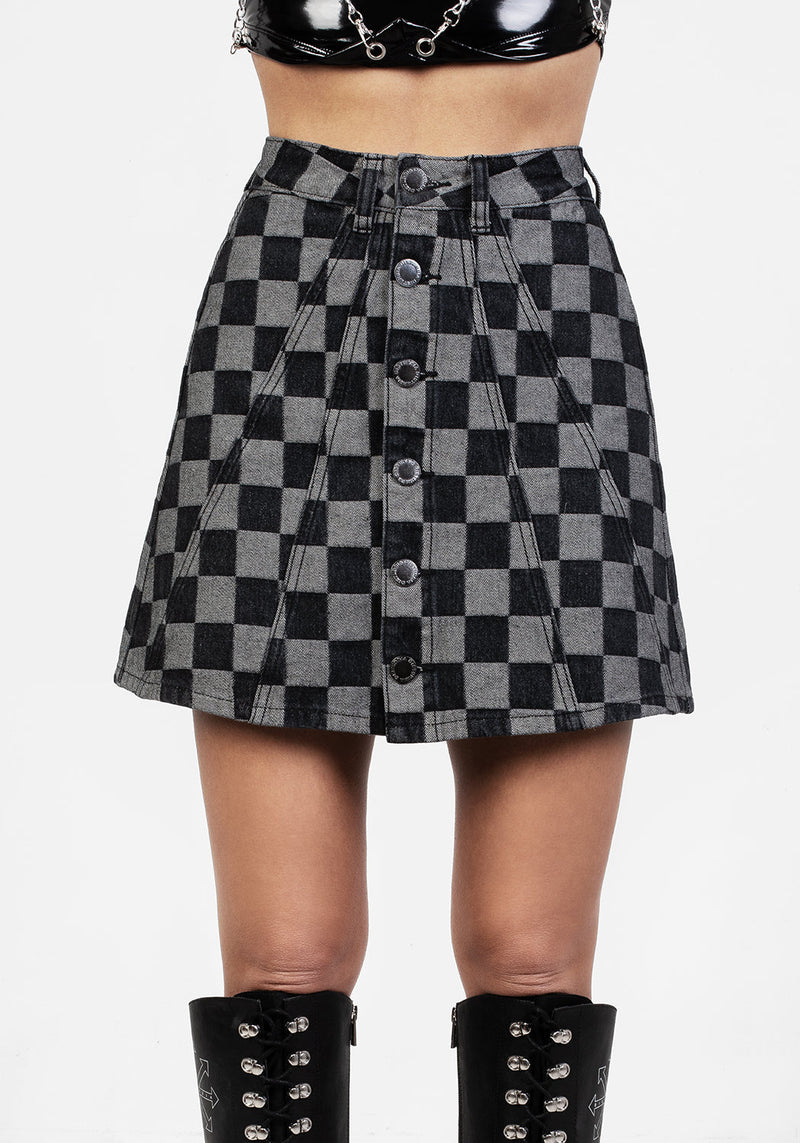 KERB A-LINE DENIM MINI SKIRT