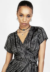 Runes Wrap Midi Dress