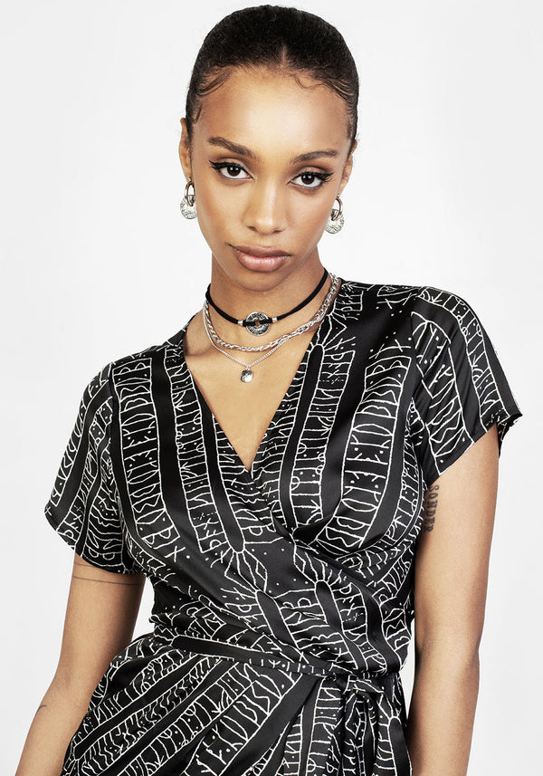Runes Wrap Midi Dress