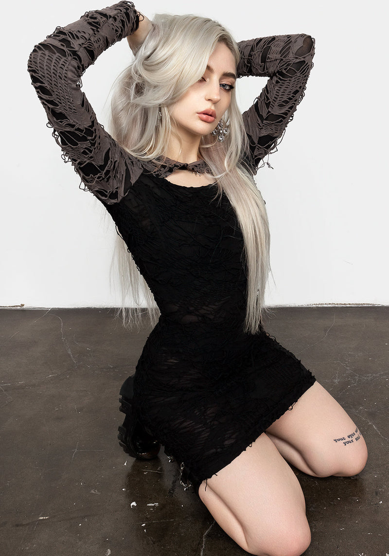 Ozzy Distressed Jersey Mini Dress