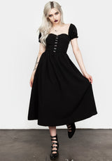 Mortem Midi Dress With Puff Sleeves