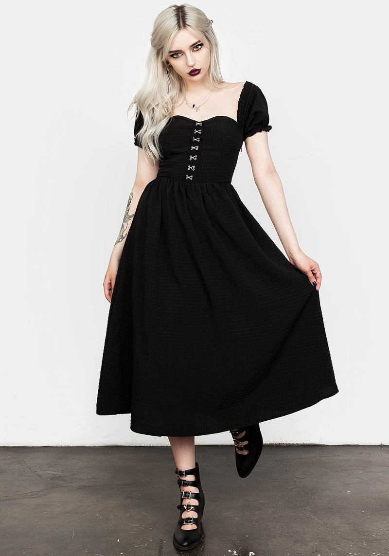 Mortem Midi Dress With Puff Sleeves