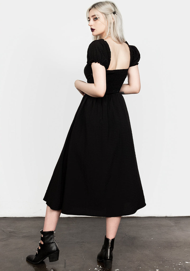 Mortem Midi Dress With Puff Sleeves