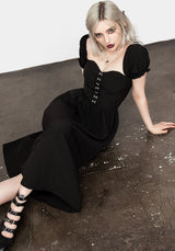 Mortem Midi Dress With Puff Sleeves