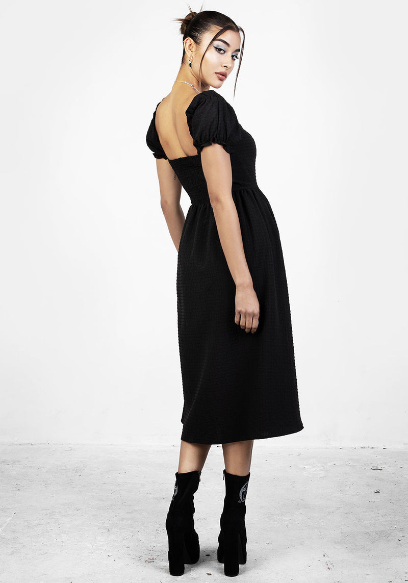 Mortem Midi Dress With Puff Sleeves