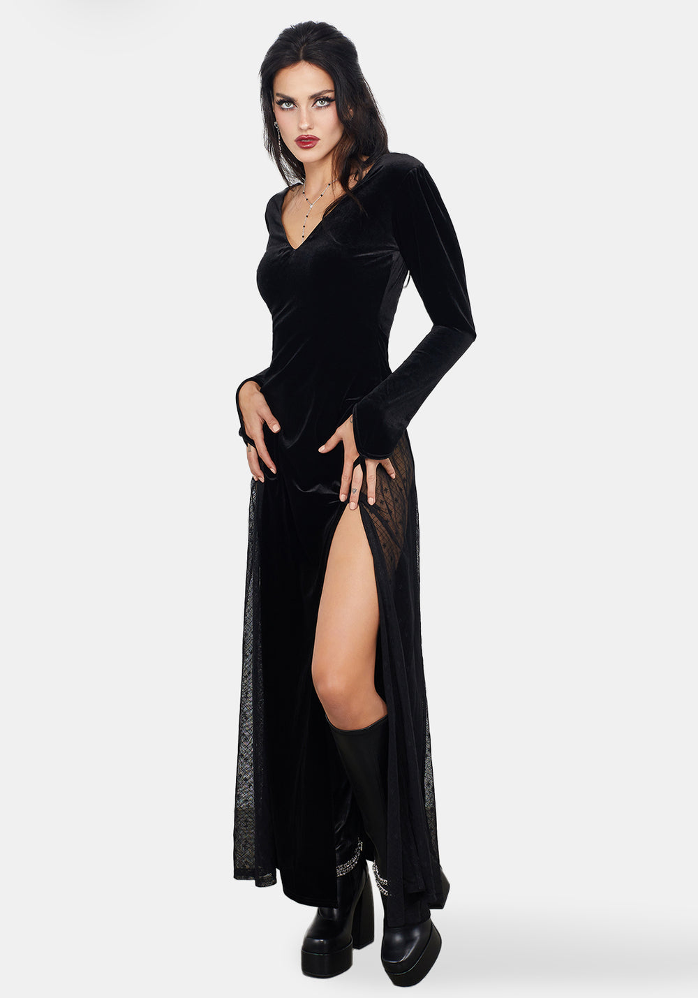 long sleeve bodysuit dress Latte Suede Lace Up Long Sleeve Bodysuit Slit Skirt Two Piece Set