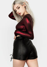 Mosh Faux Leather Lace Up Shorts