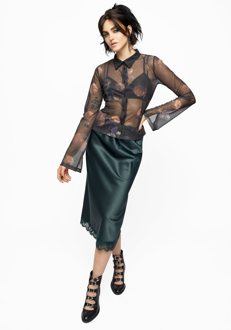 Monica Floral Mesh Fitted Shirt