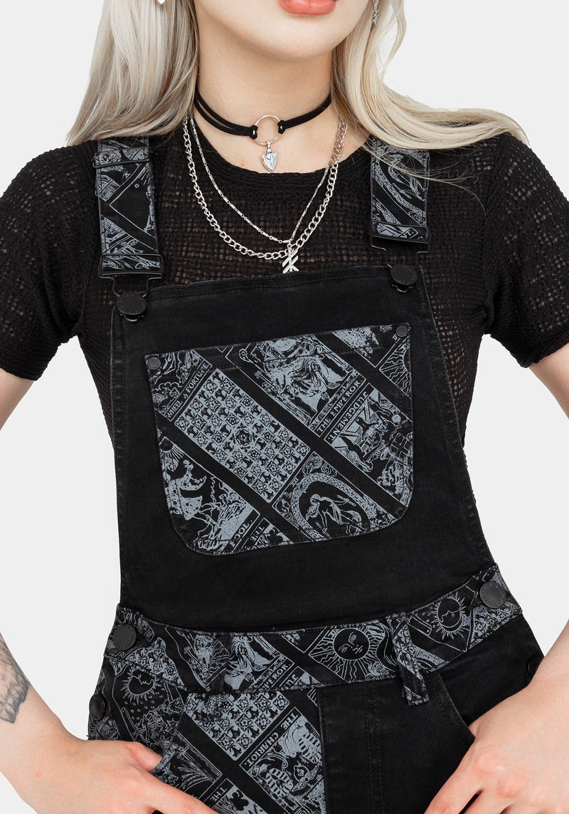Cartomancy Spliced Denim Dungarees