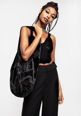 Zodiac Foil Print Velour Tote Bag