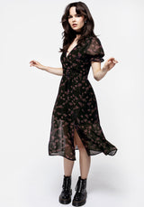 Judas V-Neck Button Midi Dress