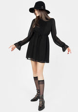 Spirit Sheer Pintuck Ruffle Mini Dress