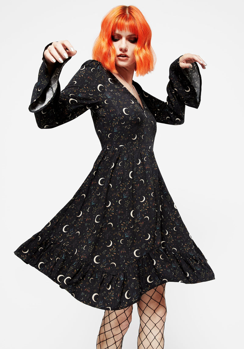 Sickle Moon Handkerchief Hem Mini Dress