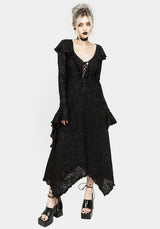 Jessel Distressed Cascade Handkerchief Hem Midi Dress