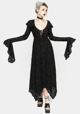 Jessel Distressed Cascade Handkerchief Hem Midi Dress