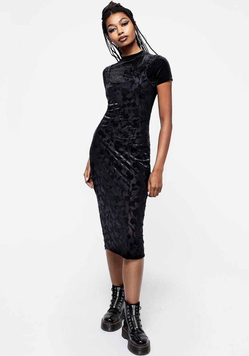 Ava DevorÃ© Mesh Midi Dress