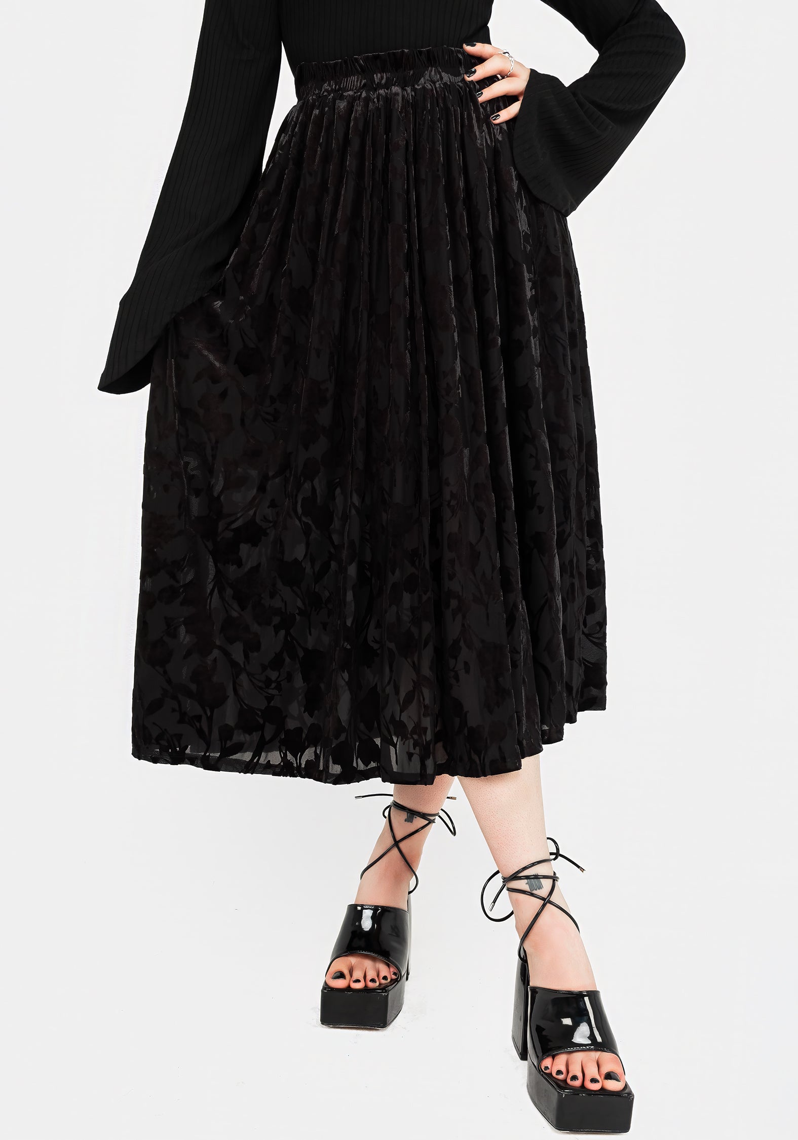 Ava DevorÃ© Mesh Midi Skirt