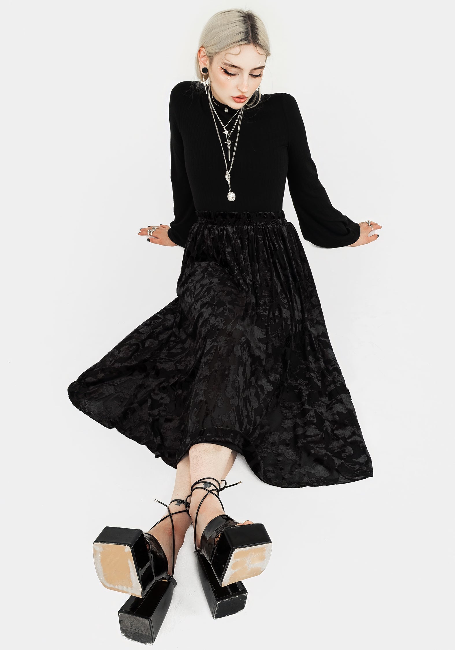 Ava DevorÃ© Mesh Midi Skirt