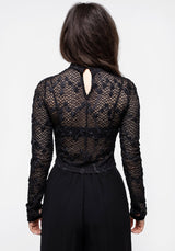 Baroque Long Sleeve Lace Crop Top