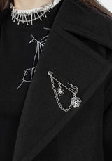 Meltdown Oversized Coat with Brooch - Black