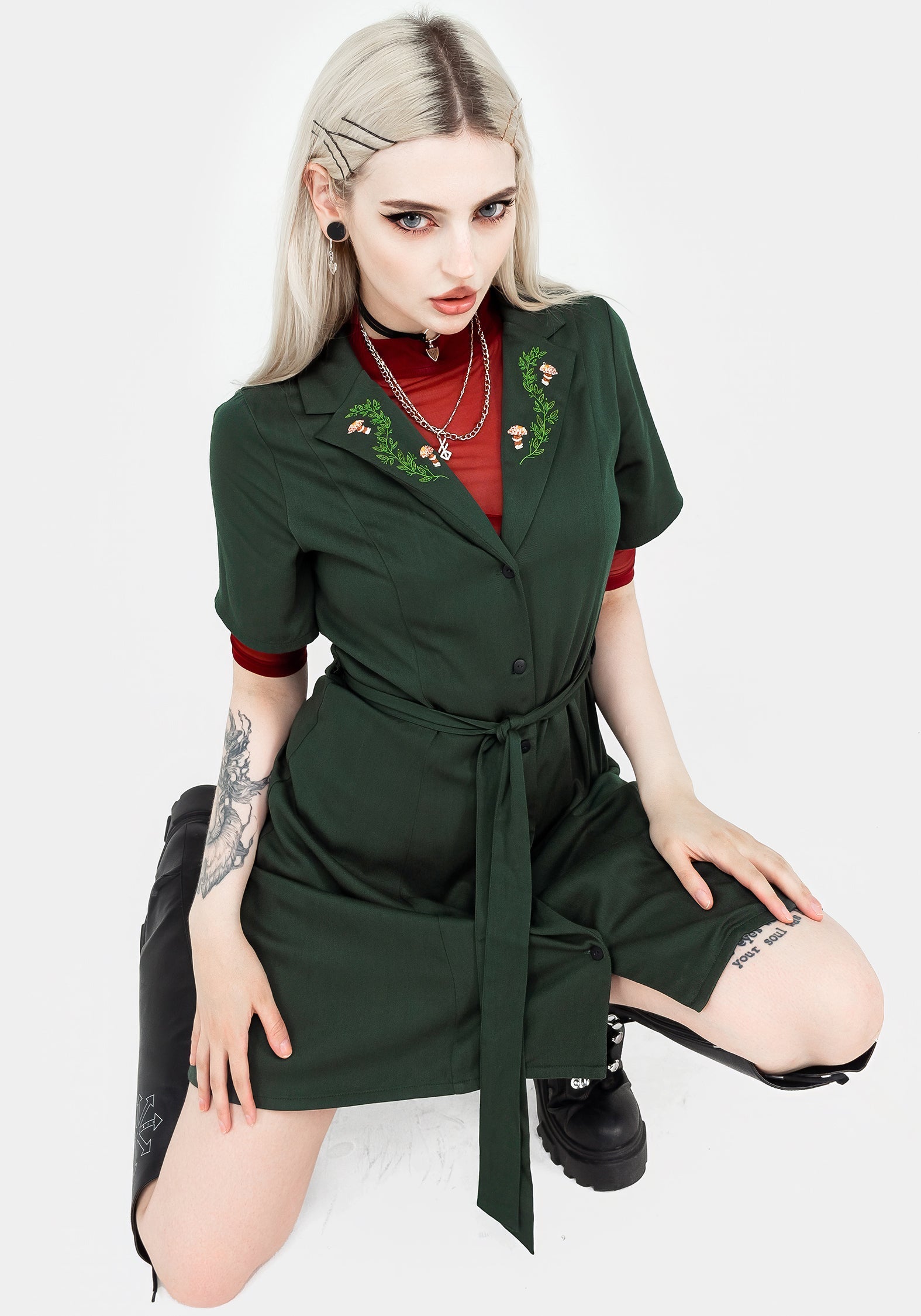 Fable Button Up Mini Shirt Dress