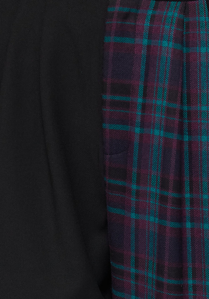 Stereo Spliced Check High Waist Tapered Trousers