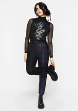 Stereo Spliced Check High Waist Tapered Trousers