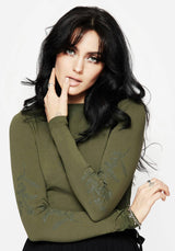 Leune Rose Print Cotton Long Sleeve Top