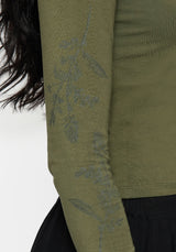 Leune Rose Print Cotton Long Sleeve Top