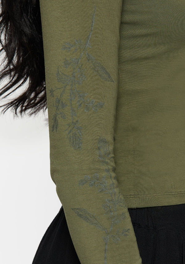 Leune Rose Print Cotton Long Sleeve Top