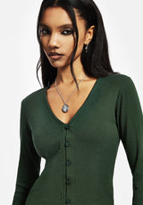 Surcantine Rib Button Up Long Sleeve Top