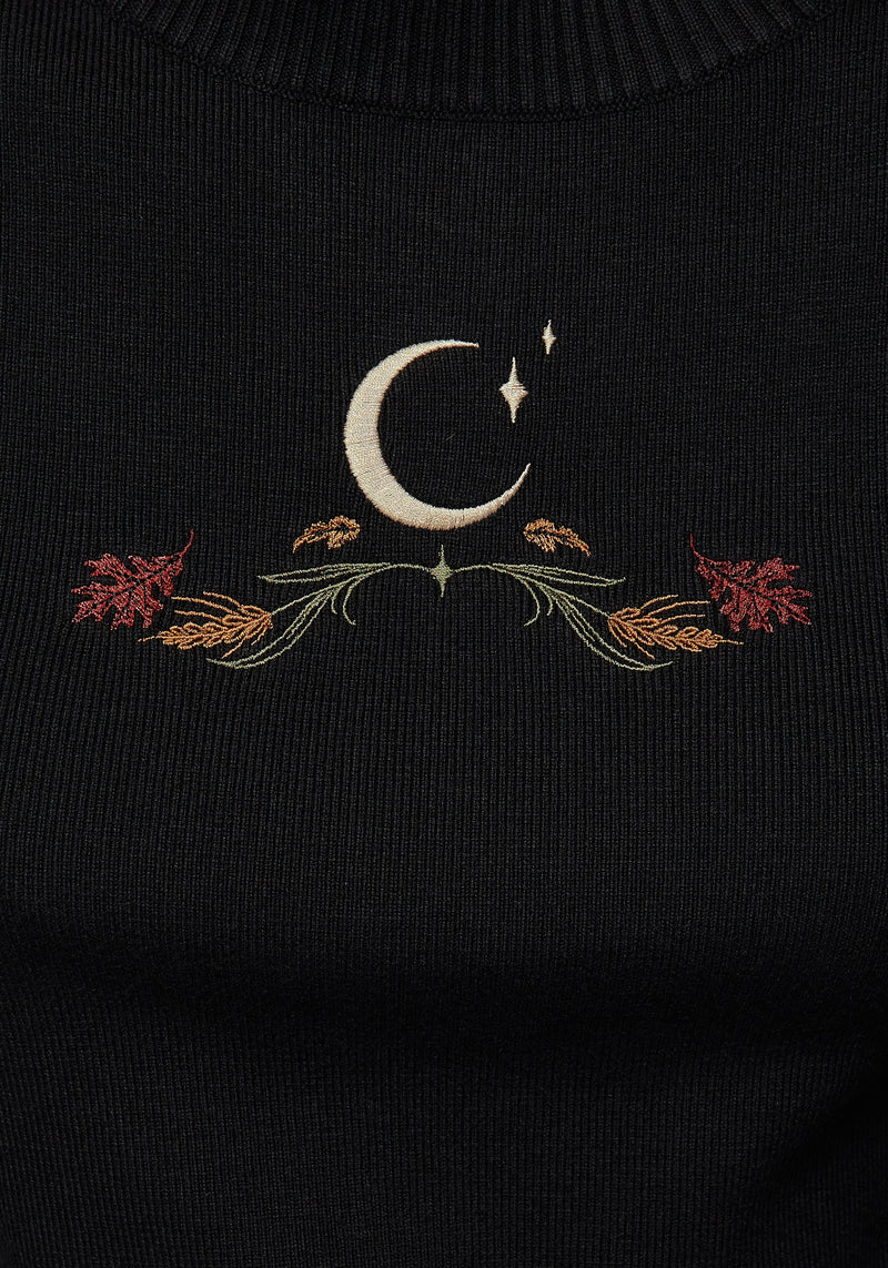 Autumnus Flare Sleeve Embroidered Knit Jumper