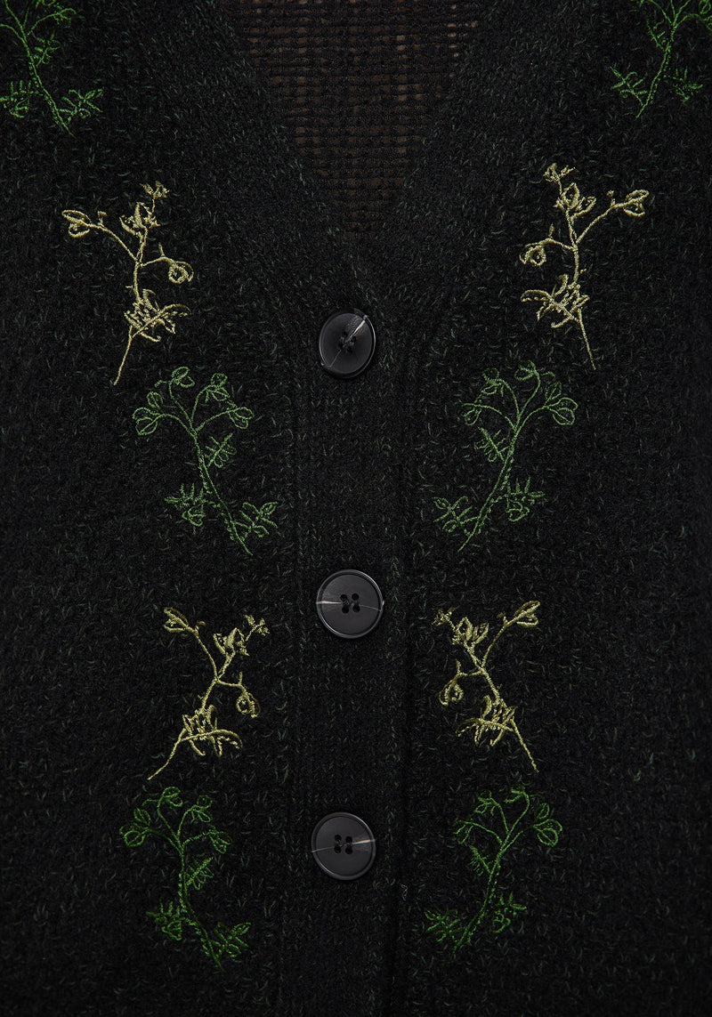 Dawsonia Embroidered Knit Crop Cardigan