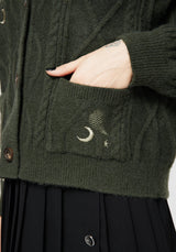 Dianne Embroidered Cable Knit Cardigan