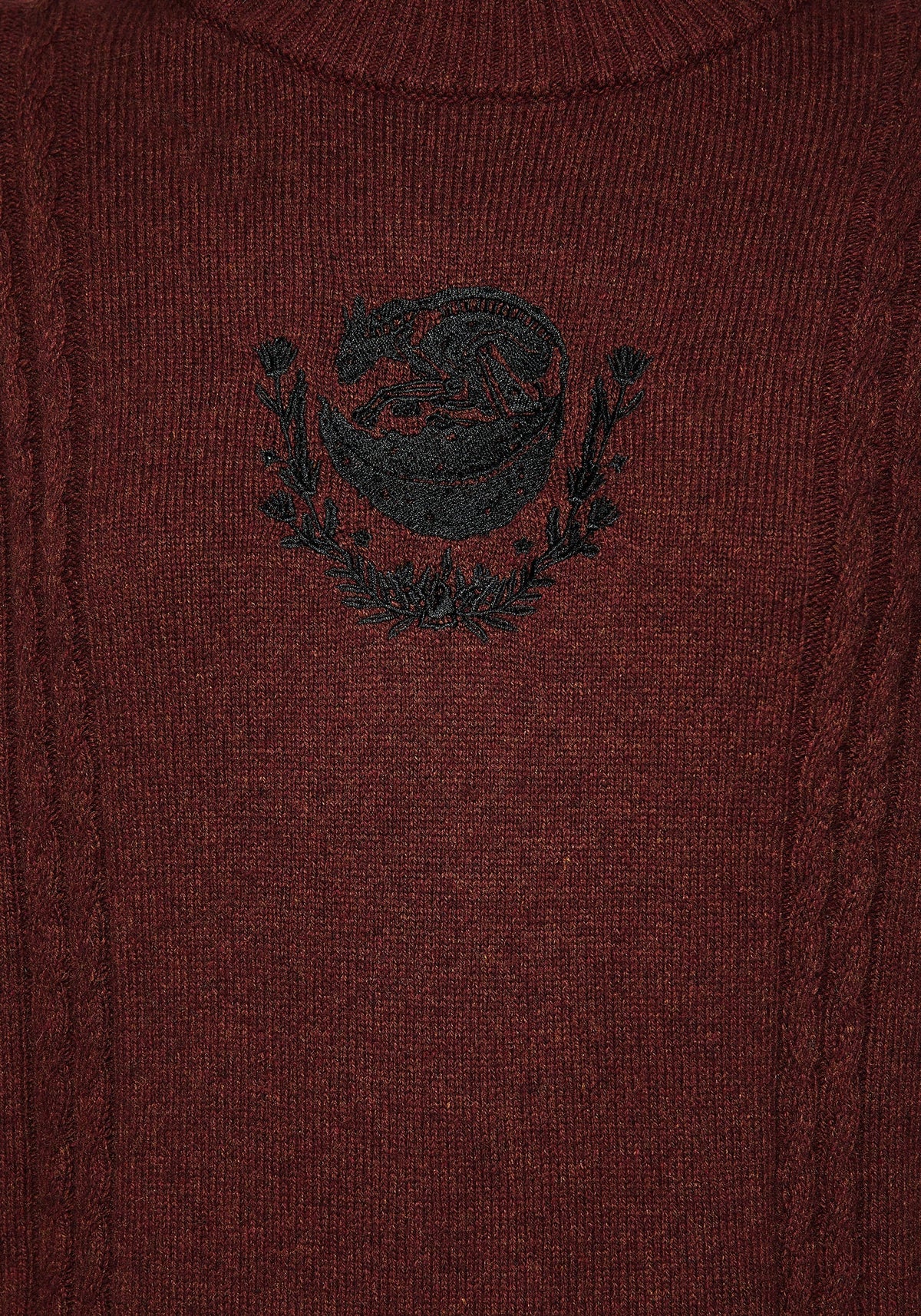 Foxfire Embroidered Cable Knit Jumper