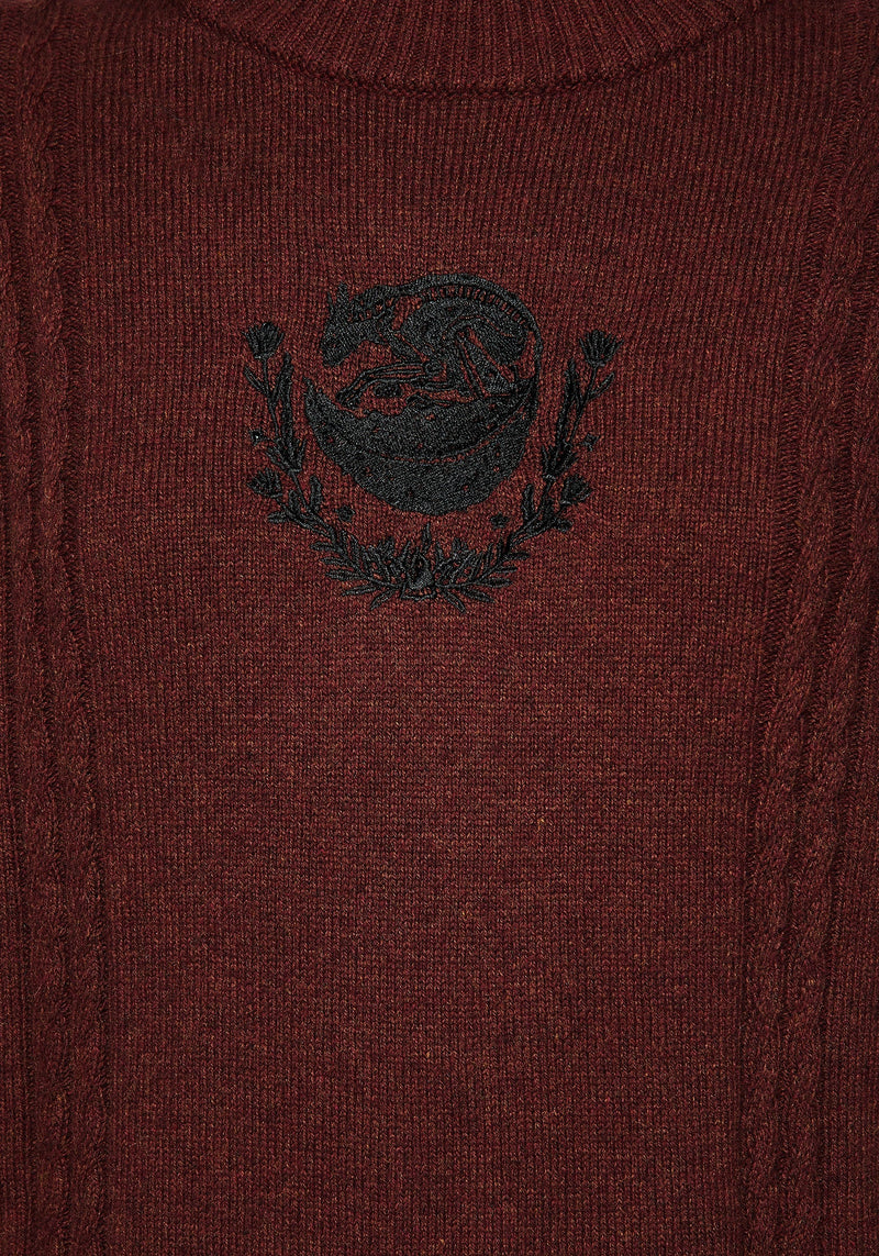 Foxfire Embroidered Cable Knit Jumper