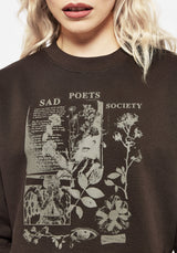 Sad Poets Graphic Print Crop Sweater