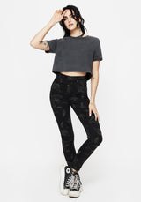 Callopistria Moth Print Denim Skinny Jeans