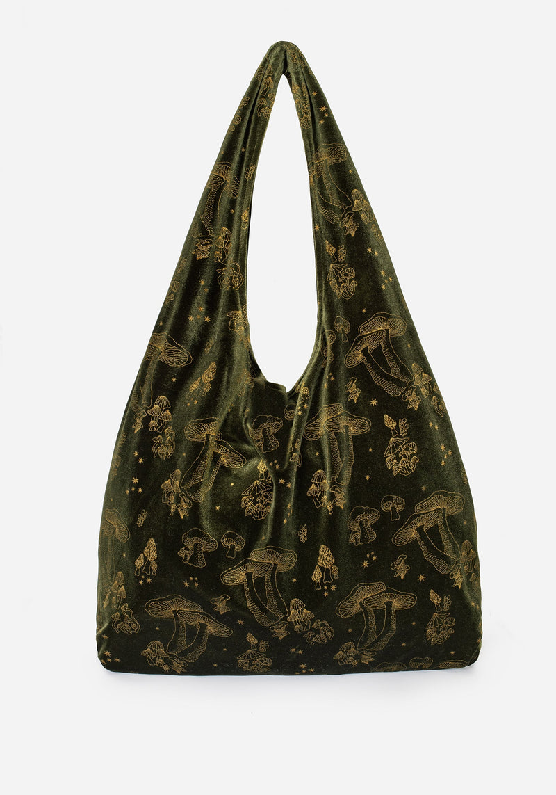 Faefire Foil Print Velour Tote Bag - Green