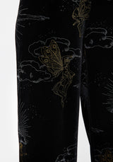 Adelina Folie Druck Velours Weit Bein Hosen