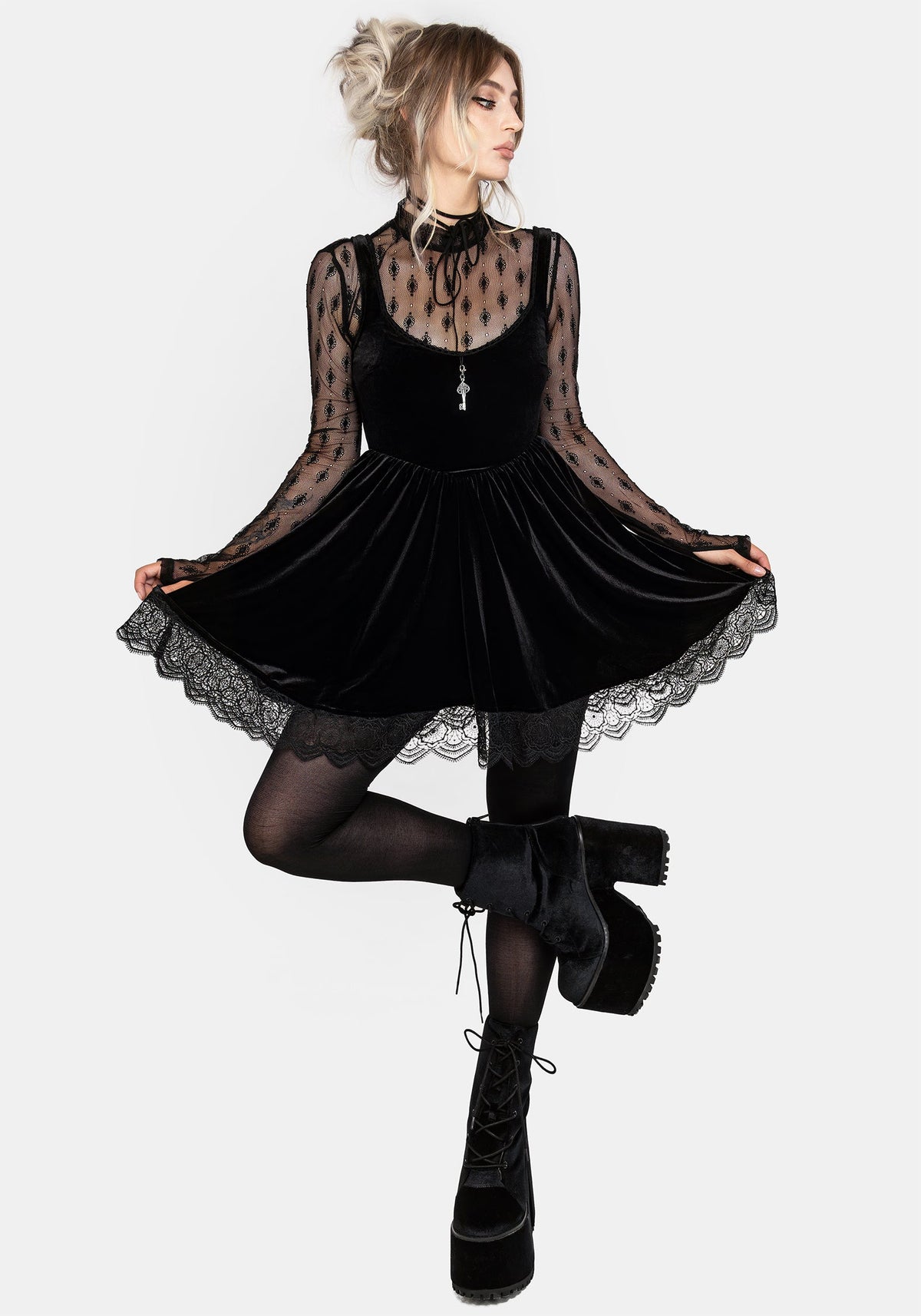 gothic winter dress Gothic Reverie Sleeveless Dress with Corset Top Layered Skirt