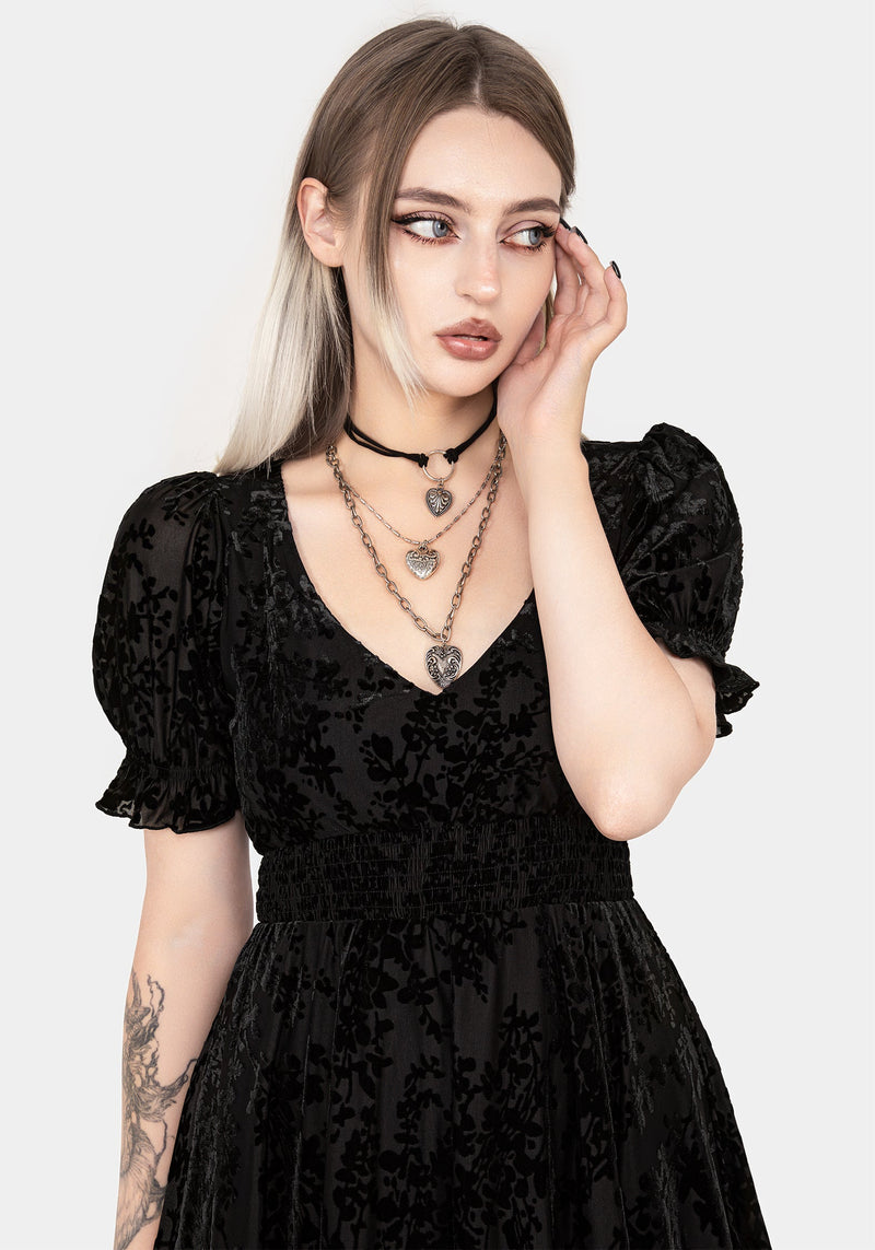 Lilias DevorÃ© Velour Mesh Tiered Mini Dress