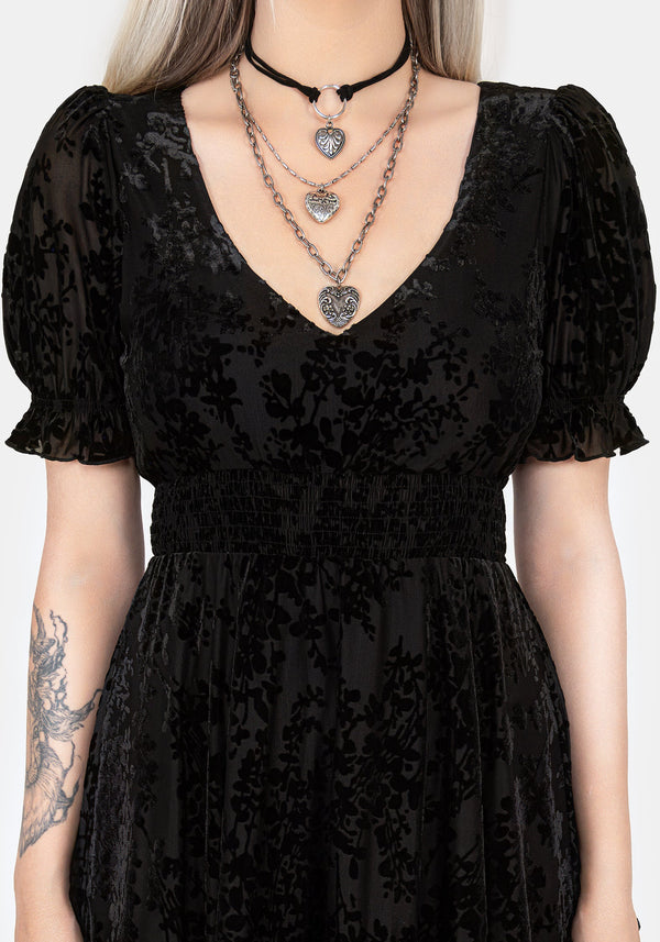 Lilias DevorÃ© Velour Mesh Tiered Mini Dress