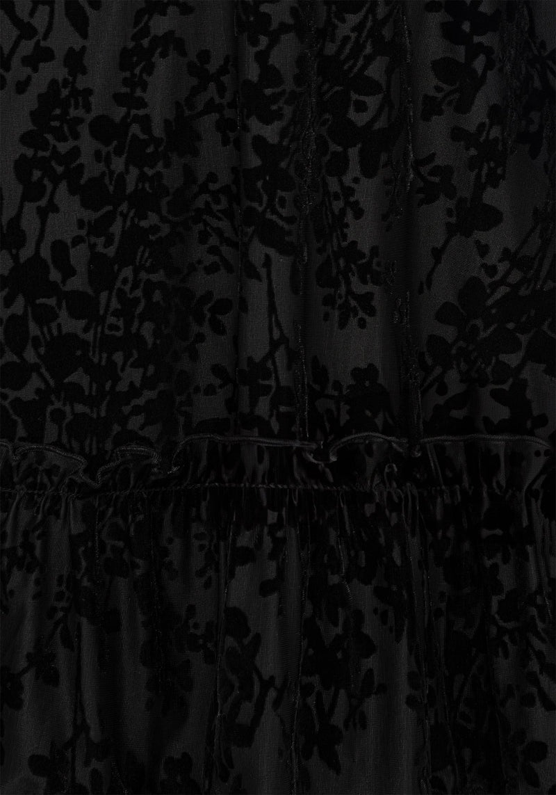 Lilias DevorÃ© Velour Mesh Tiered Mini Dress