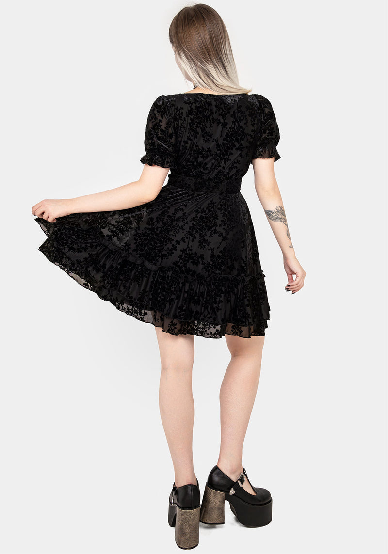 Lilias DevorÃ© Velour Mesh Tiered Mini Dress